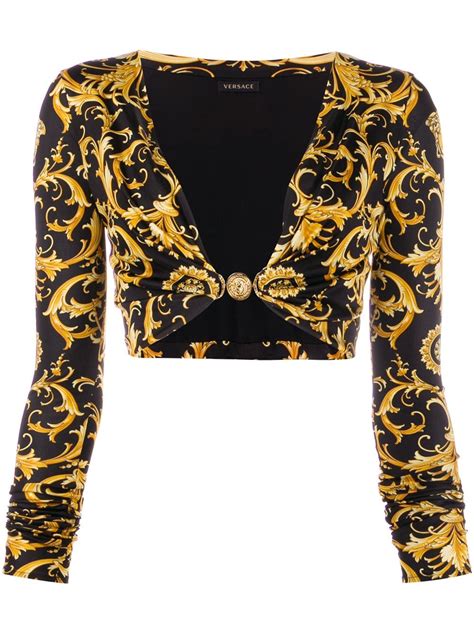 cropped versace|versace tops women on sale.